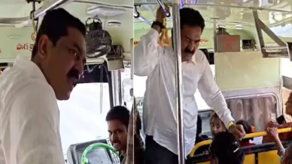 MLA Bode Prasad Chases Down RTC Bus, Warns Staff Against Bringing Bad Name to Government