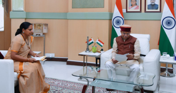 Kavitha Meets Telangana Governor Over Land Acquisition Issues: Files Complaint Against Revanth Reddy Government