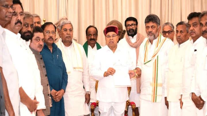 Shivakumar stakes claim to form govt; Guv invites him to take oath with team..