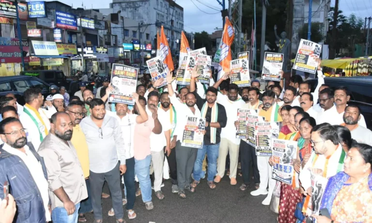 Youth Congress Protests Rahul Gandhi’s Arrest in Malkajgiri, Burns PM Modi’s Effigy