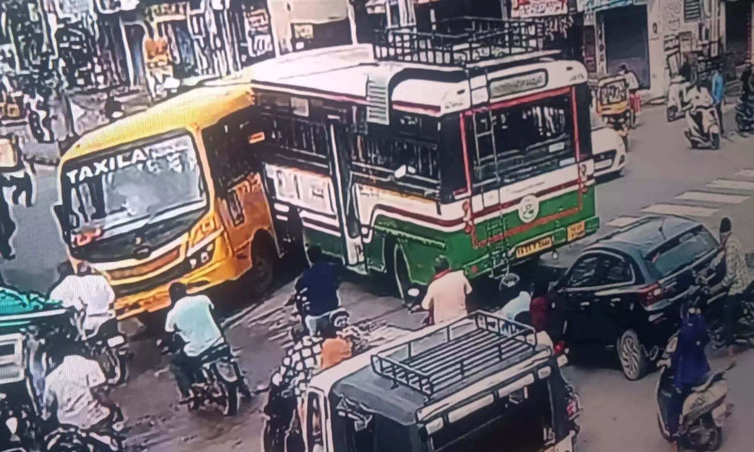 RTC Rental Bus Hits School Bus in Jagtial, Major Tragedy Averted