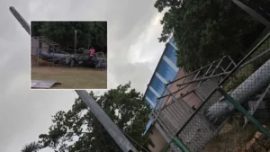 Floodlight Collapse: Massive Floodlight Collapses at Visakhapatnam Railway Stadium Amid Strong Winds