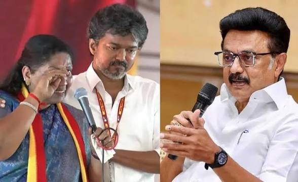 TVK complains to EC over Stalin’s remarks against its Dharapuram candidate Sathyabama..